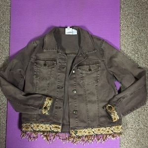 Vintage Beaded & Metallic Detail Button Up Jacket